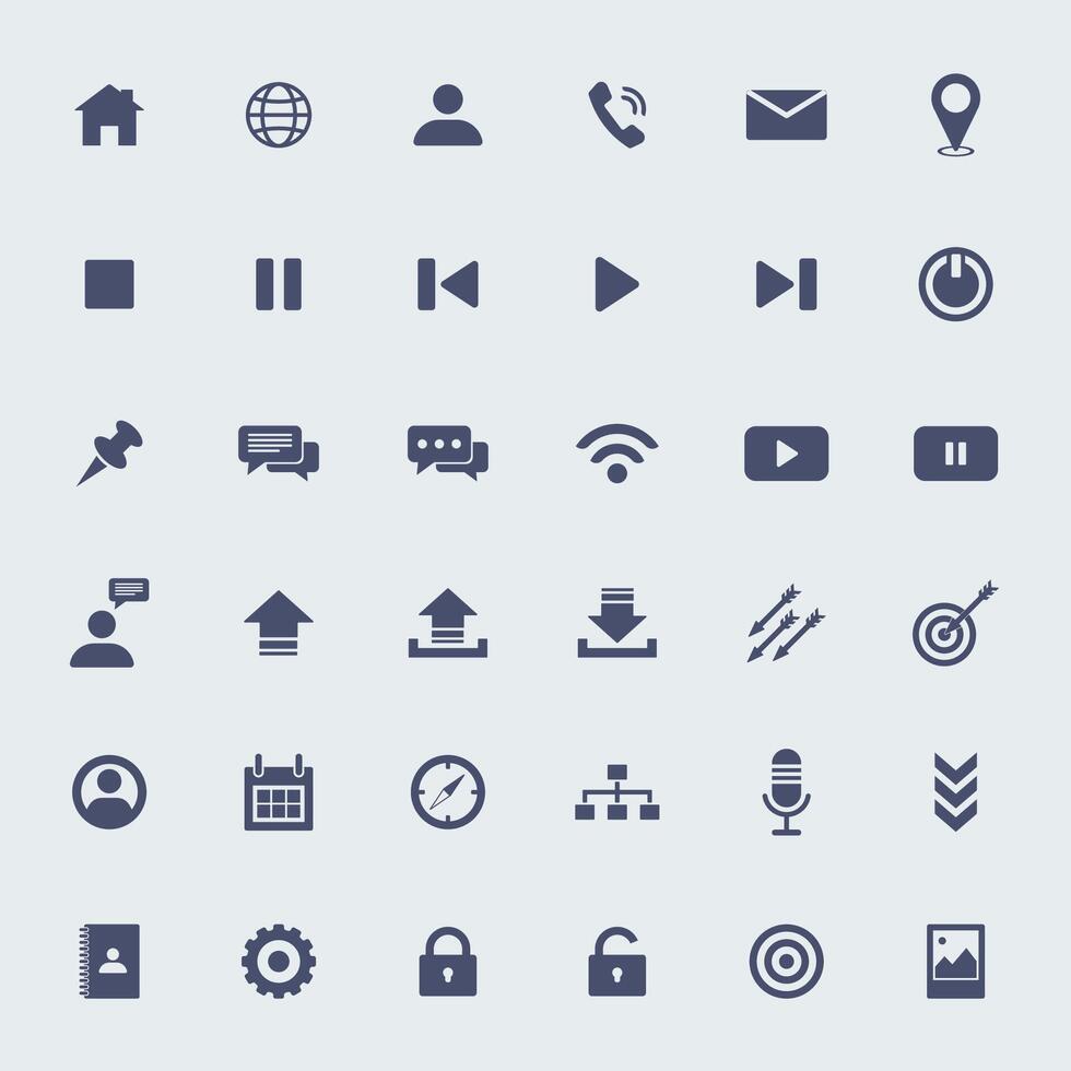 36 media icons set illustration for design vector