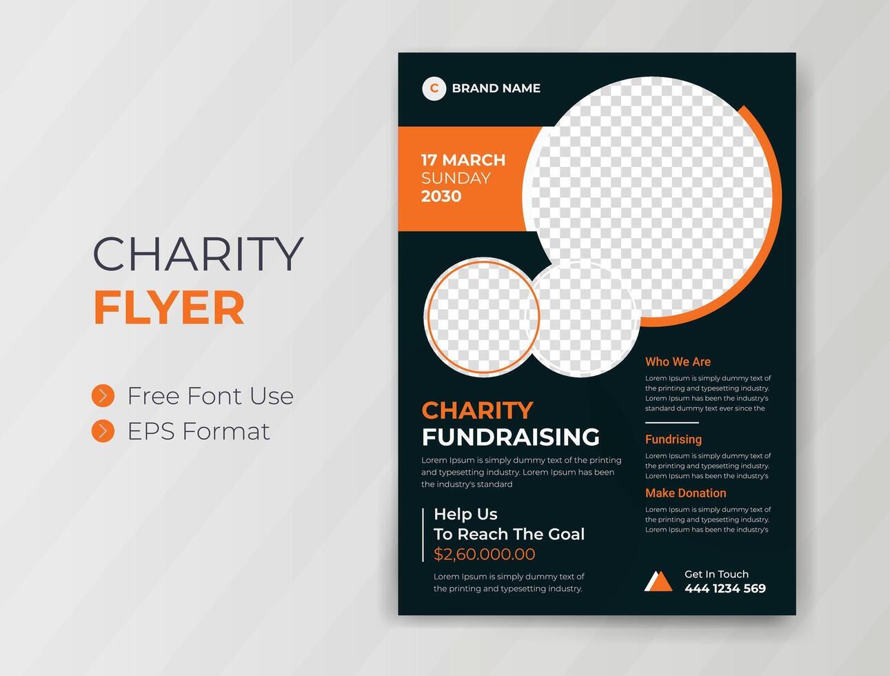 Charity Flyer design and Event Fundraising banner Donation poster template vector