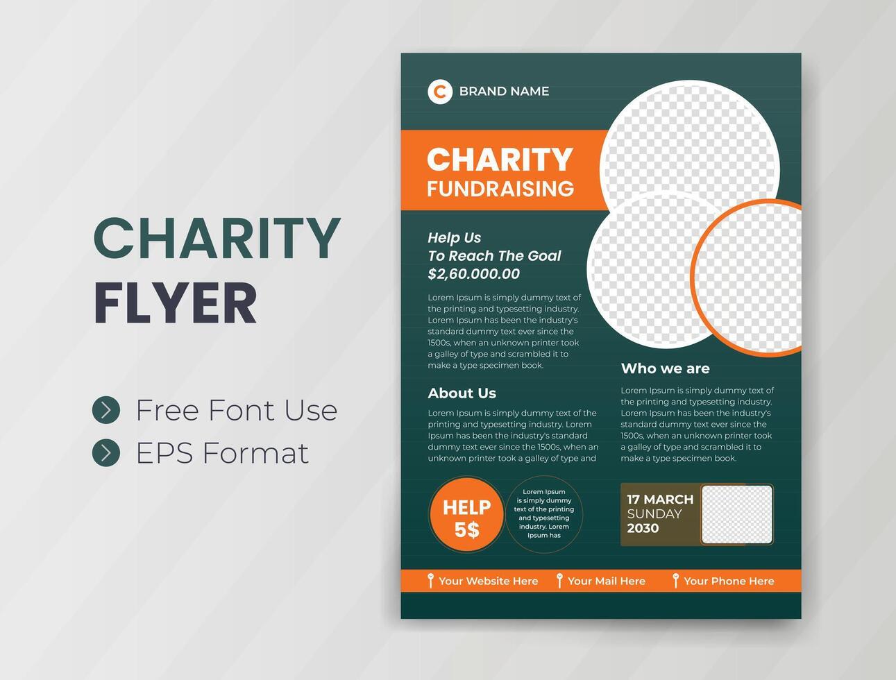 Charity Flyer design and Event Fundraising banner Donation poster template vector