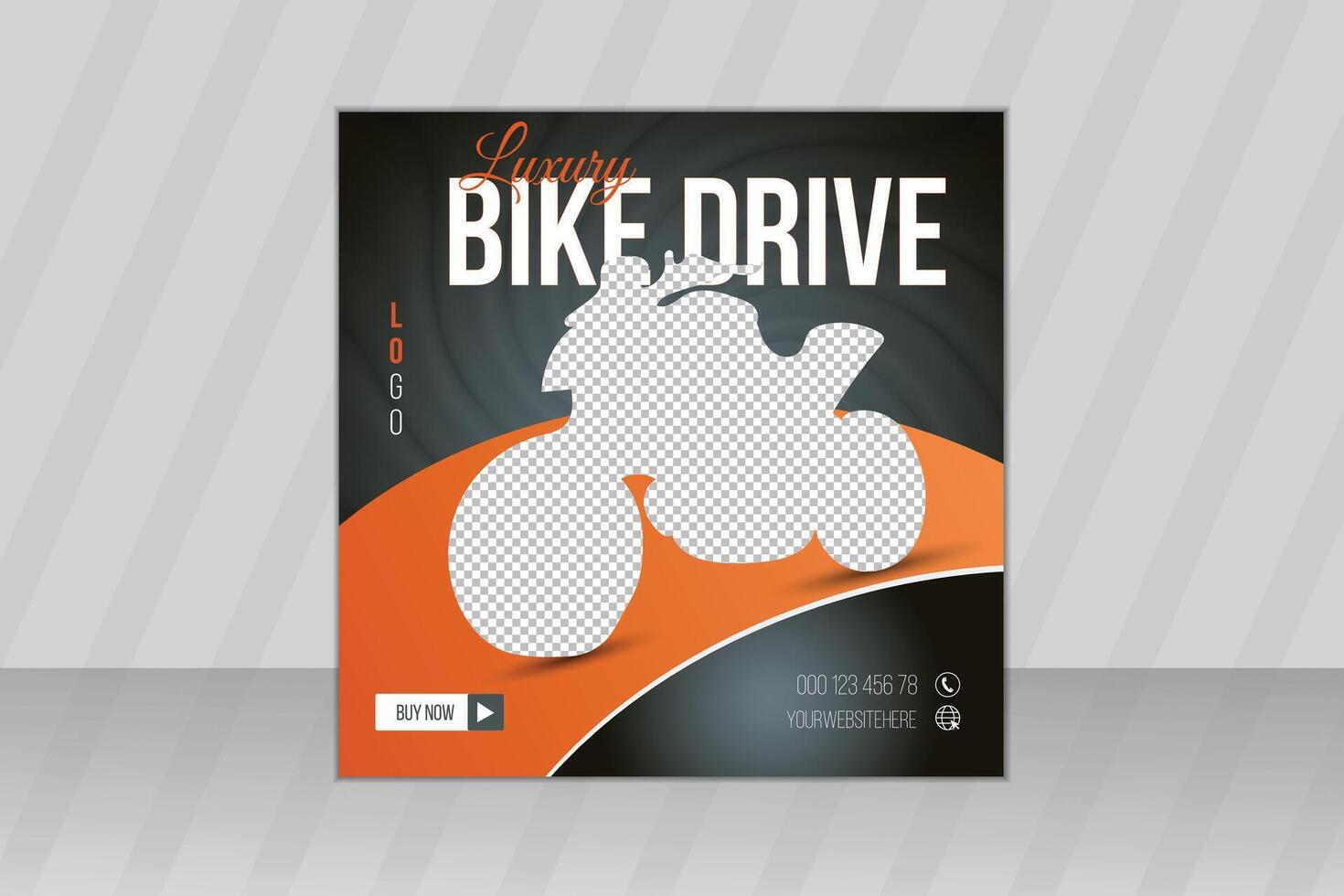 Luxury bike drive social media banner post, bike rental square web banner template or Instagram post design vector