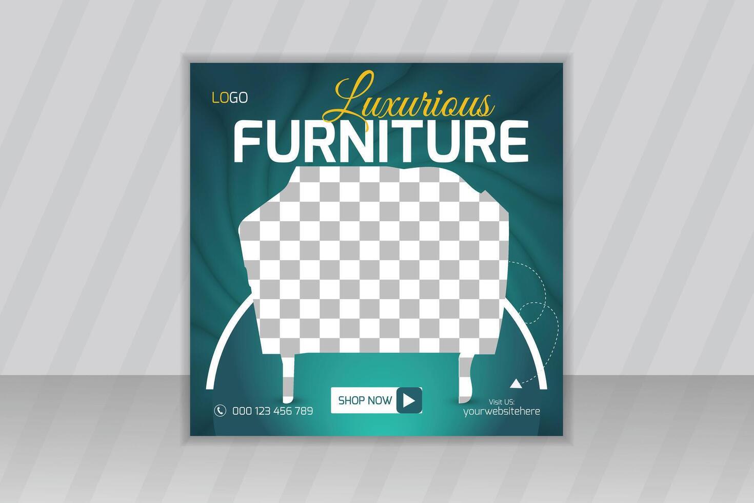 Online business furniture sale ad social media post banner design or advertising post square web banner template vector