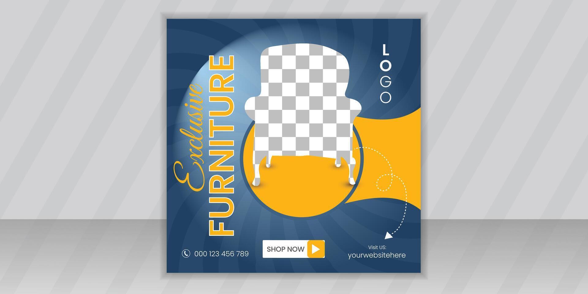 Online business furniture sale ad social media post banner design or advertising post square web banner template vector