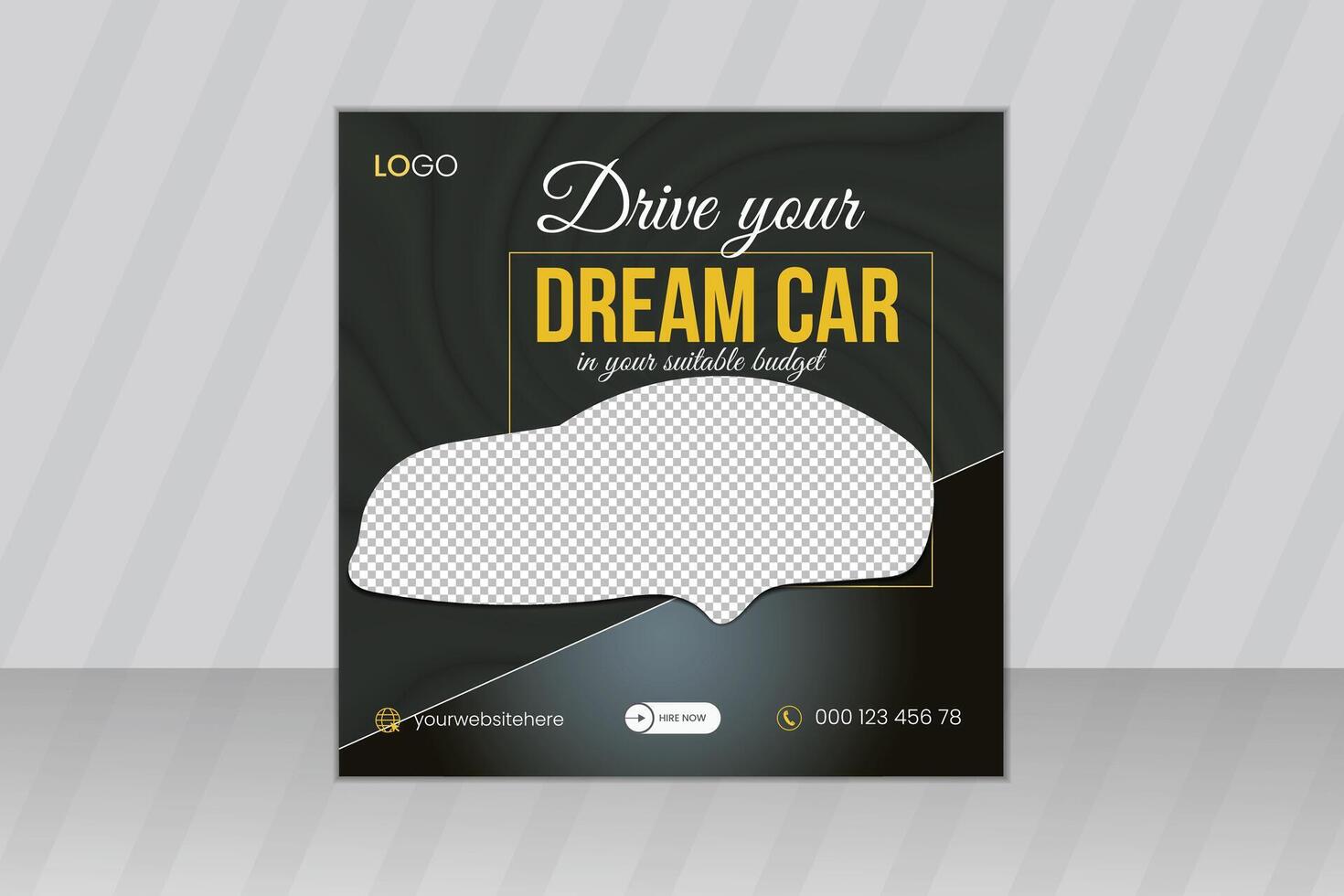 Modern car sale social media banner post or rental company square banner template, car rent web banner design vector