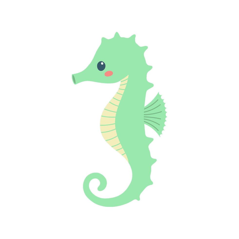 Hand drawn cute seahorse. Marine life animals. Template for stickers, baby shower, greeting cards and invitation. vector