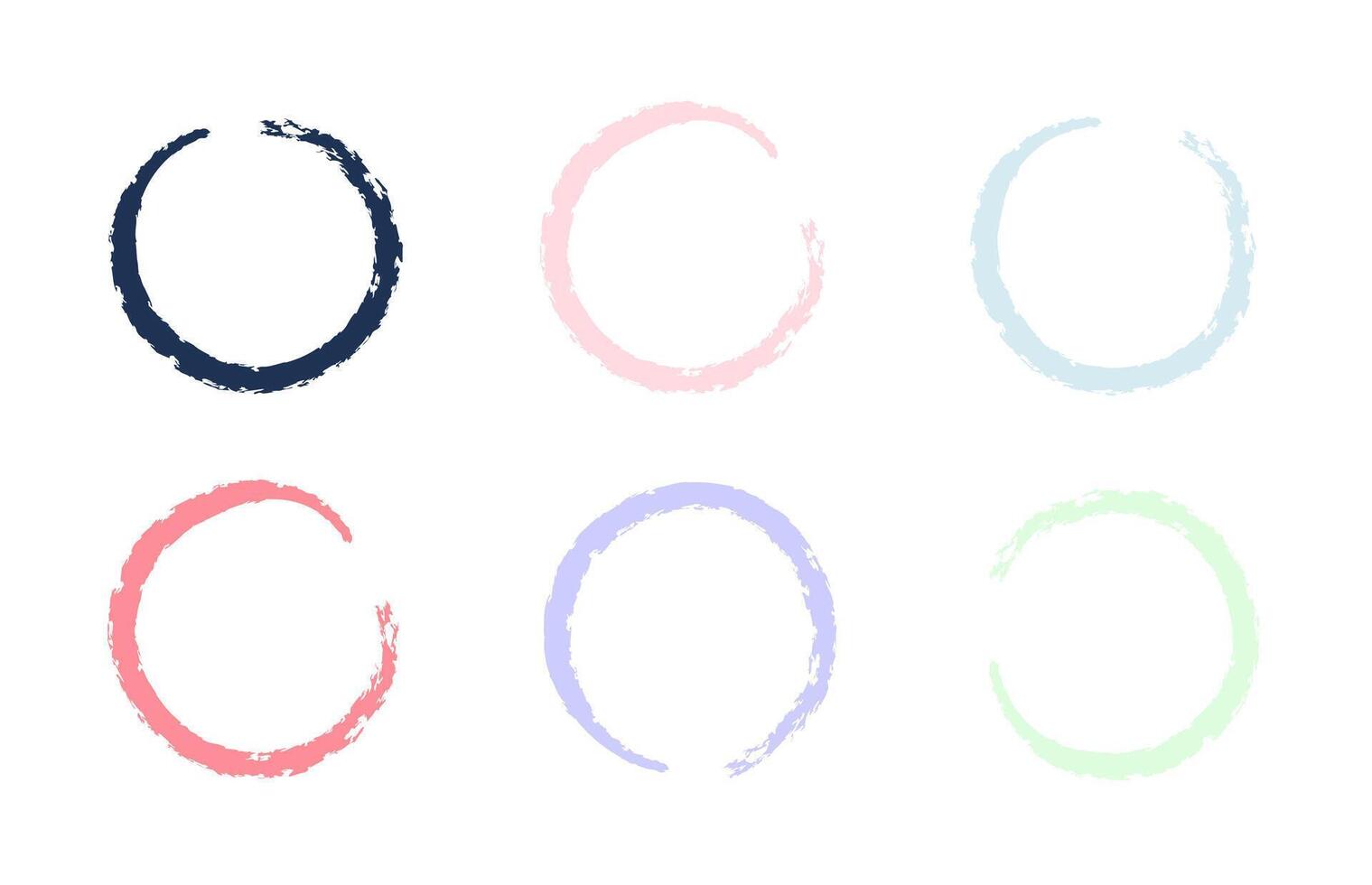 Crayon round set. Hand drawn rough circle scribble effect line. Pastel color chalk brush stroke frame. Scribble hand drawn grunge doodle color circle set. Highlight for social media stories. vector