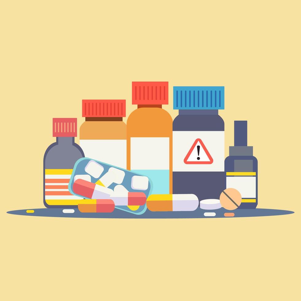 No Drugs Day with Dangerous Narcotic Hard Medicine Pill in Bottle vector
