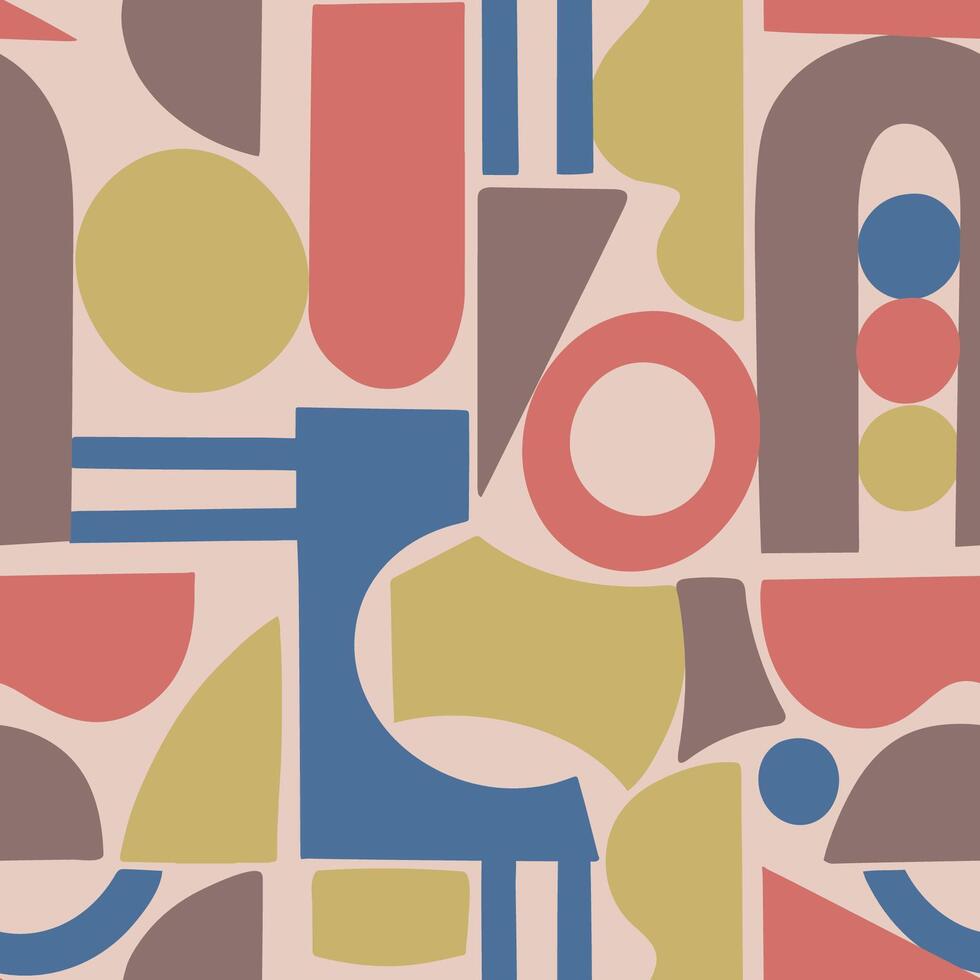 Geometric shapes illustration seamless repeat pattern digital artwork vector