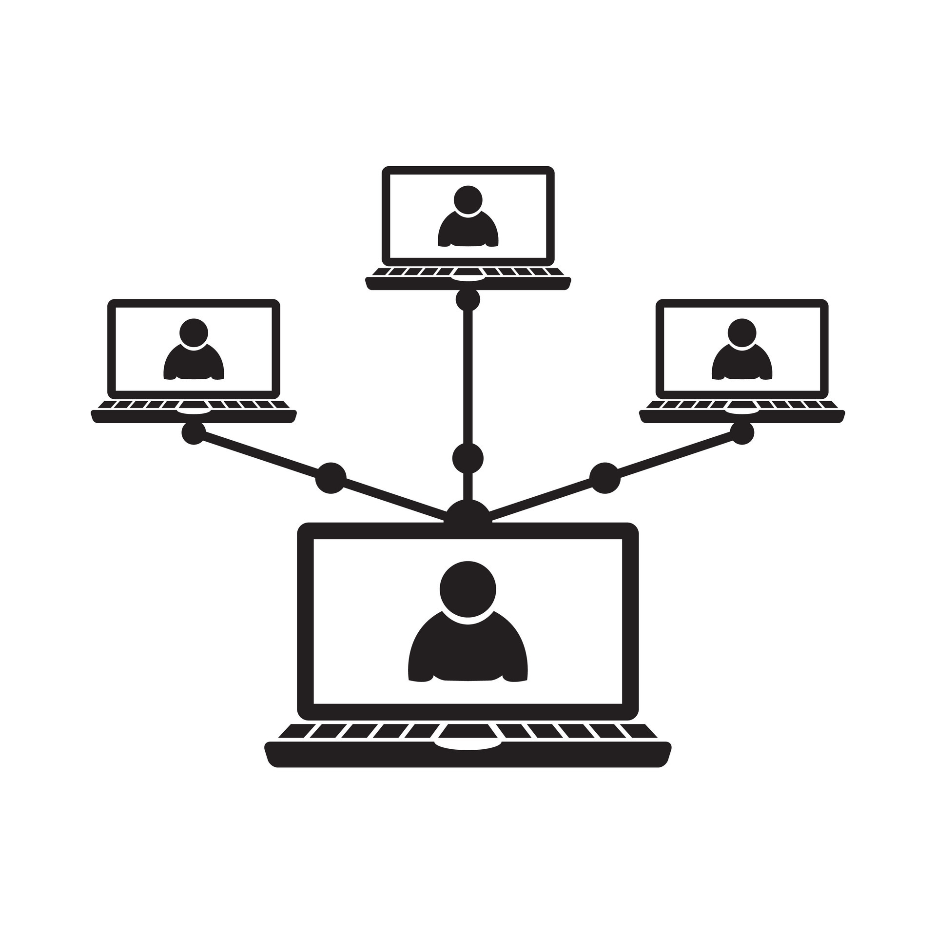 Local Area Network and Wide Area Network. diagram on white