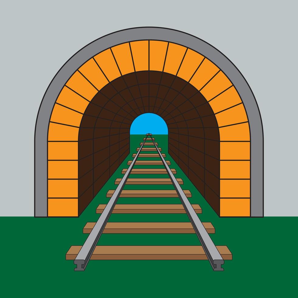 Railroad tunnel isolated on gray background. Illustration EPS 10. vector