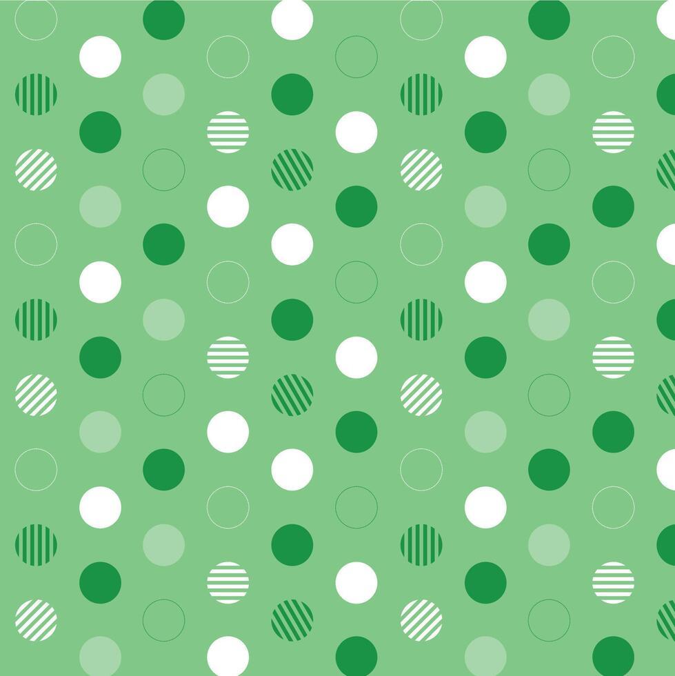 Green geometric seamless pattern with green and white dots vector