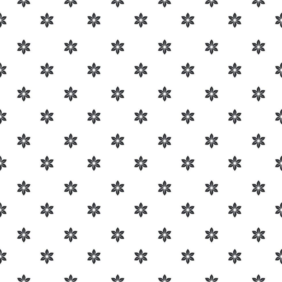 Simple seamless pattern with black flowers on white background vector