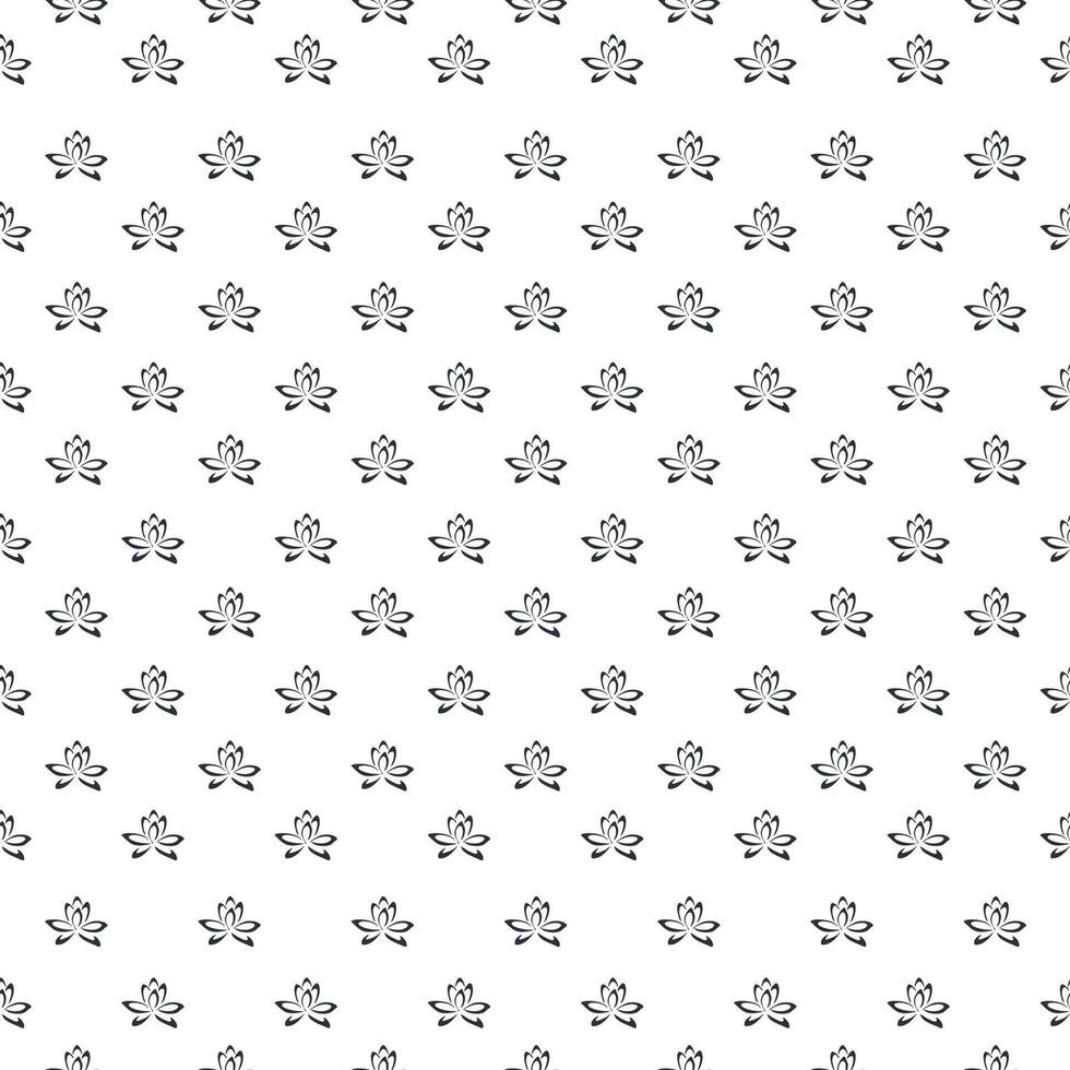 Simple seamless pattern with black lotus flowers on white background vector