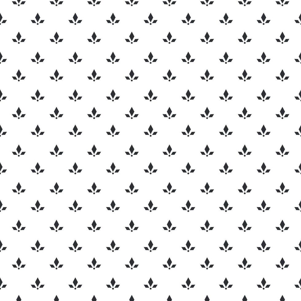Simple seamless pattern with black geometric flowers on white background vector