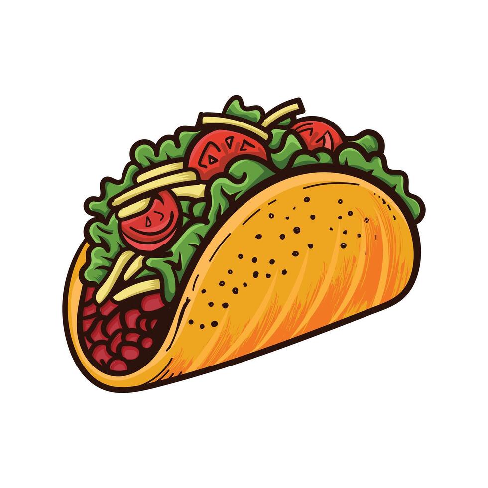 Taco fast food illustration design. vector