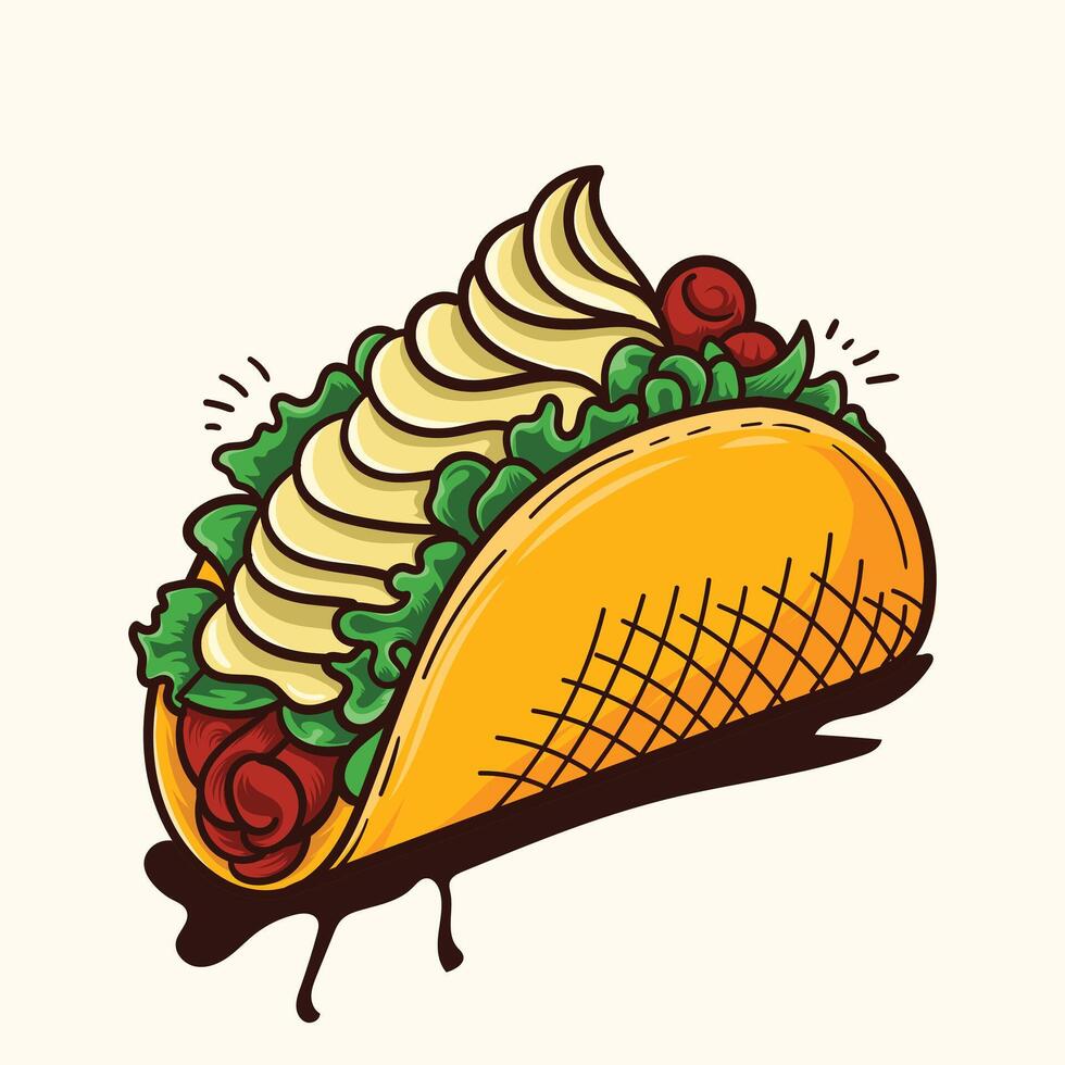Taco food side view illustration vector