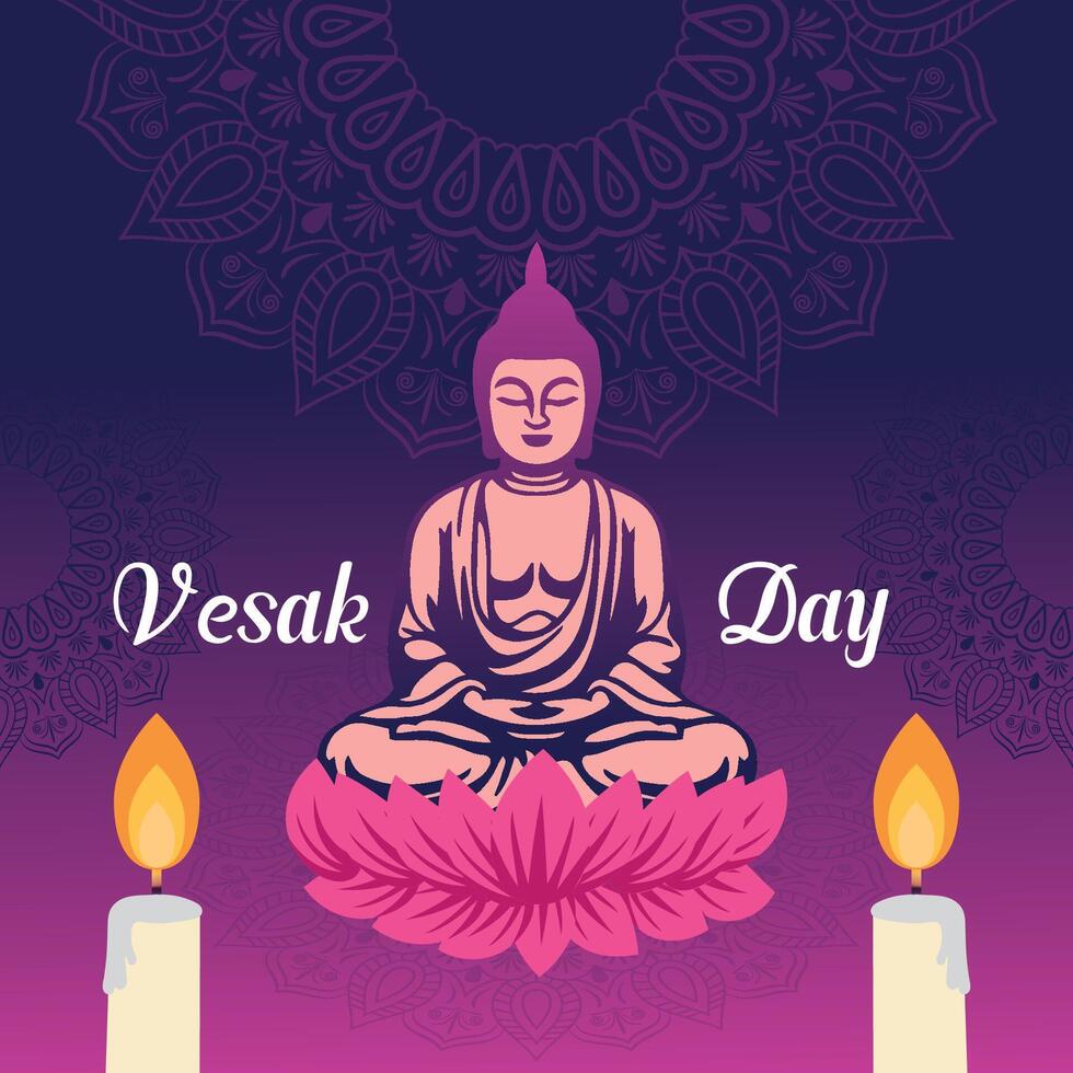 Flat vertical poster template for vesak day illustration festival celebration social media post and vesak day Banner vector