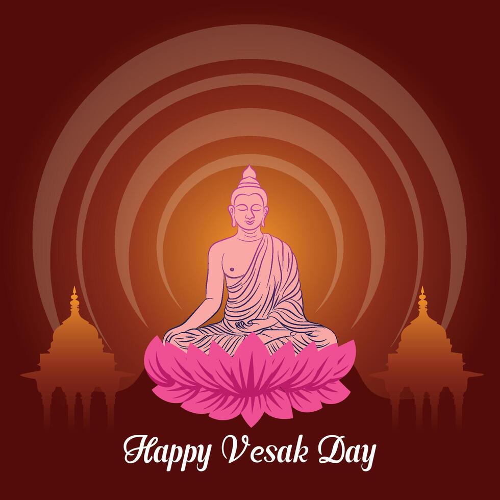 Flat vertical poster template for vesak day illustration festival celebration social media post and vesak day Banner vector