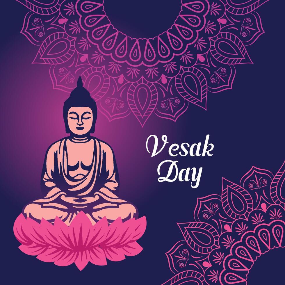 Flat vertical poster template for vesak day illustration festival celebration social media post and vesak day Banner vector