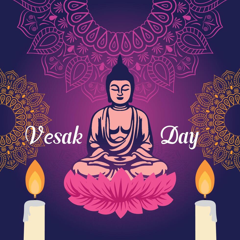 Flat vertical poster template for vesak day illustration festival celebration social media post and vesak day Banner vector