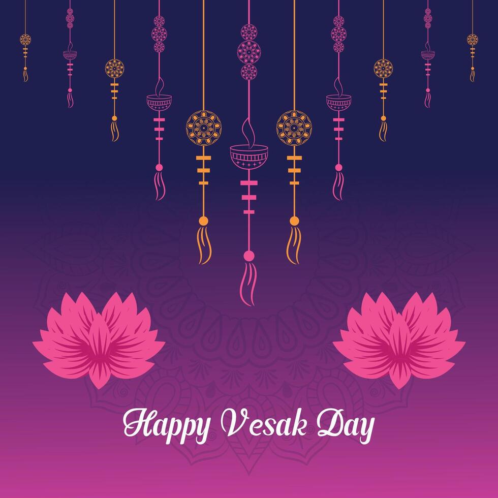 Flat vertical poster template for vesak day illustration festival celebration social media post and vesak day Banner vector