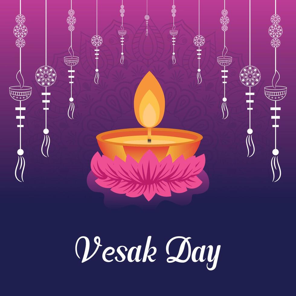 Flat vertical poster template for vesak day illustration festival celebration social media post and vesak day Banner vector