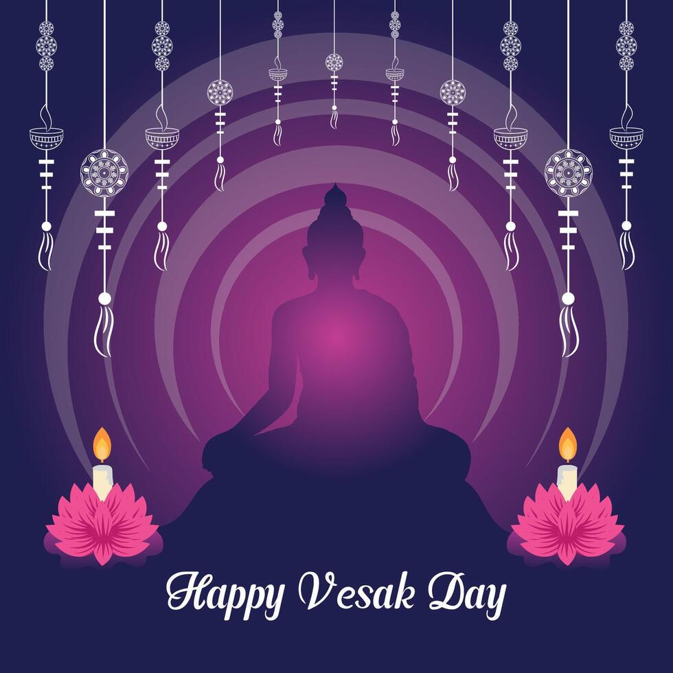 Flat vertical poster template for vesak day illustration festival celebration social media post and vesak day Banner vector