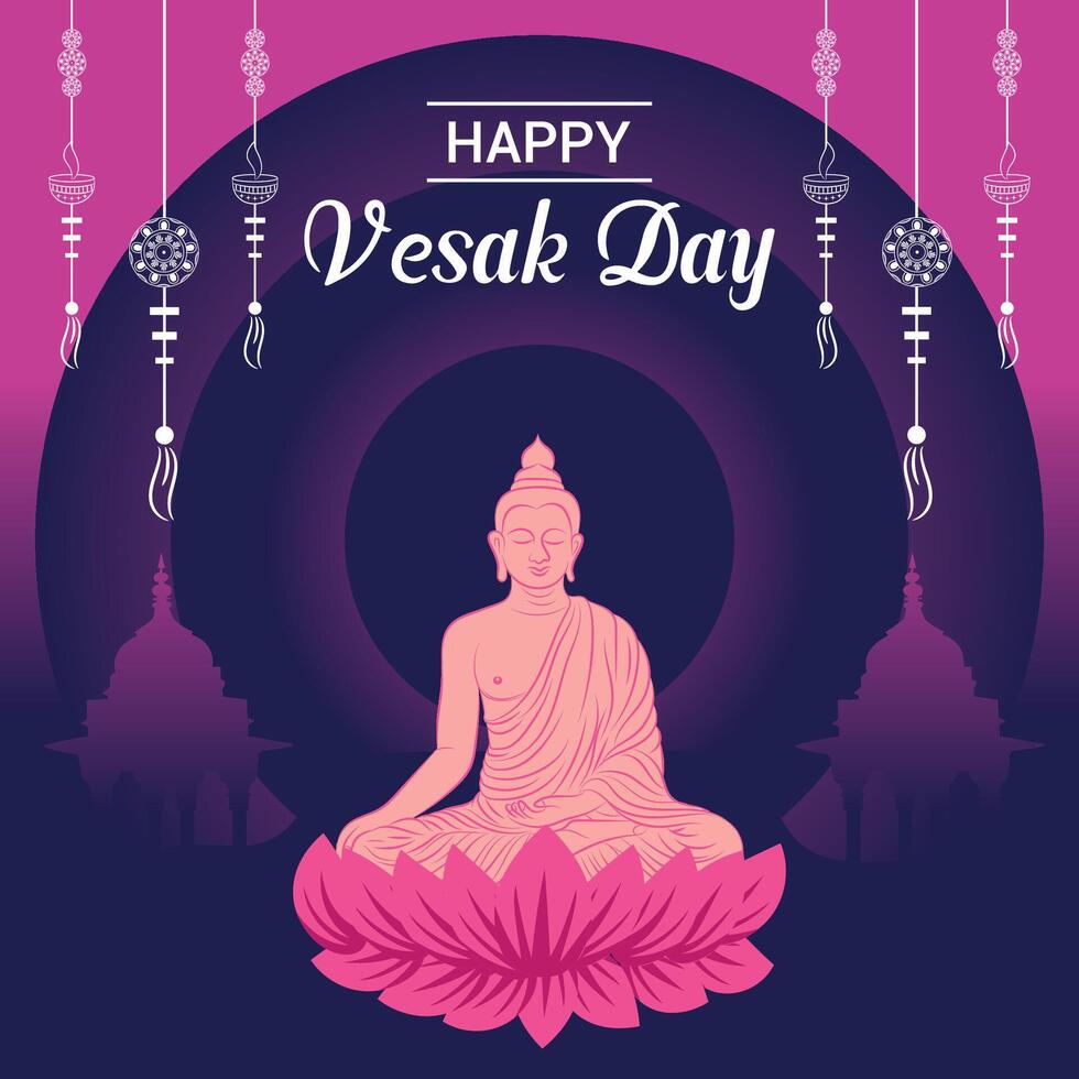 Flat vertical poster template for vesak day illustration festival celebration social media post and vesak day Banner vector