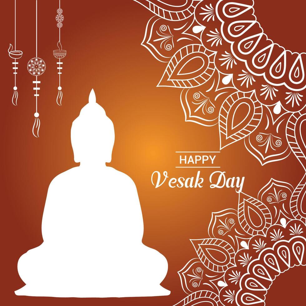 Flat vertical poster template for vesak day illustration festival celebration social media post and vesak day Banner vector