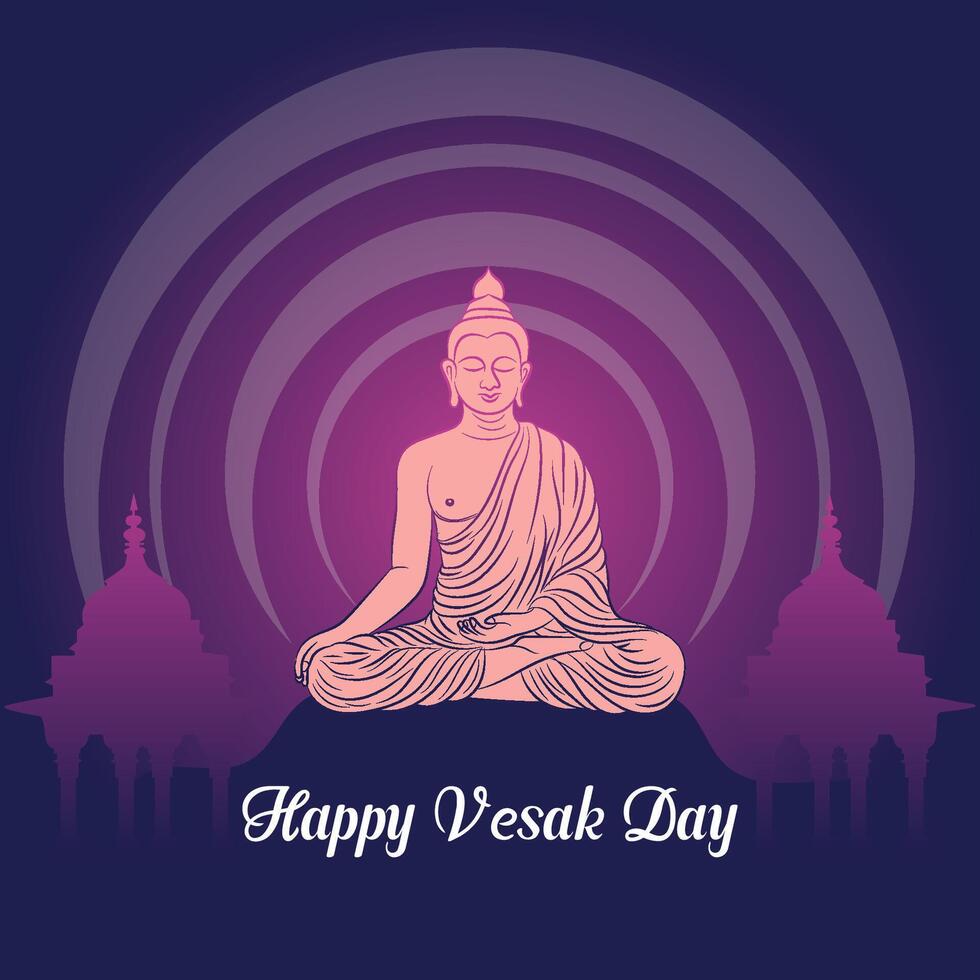 Flat vertical poster template for vesak day illustration festival celebration social media post and vesak day Banner vector