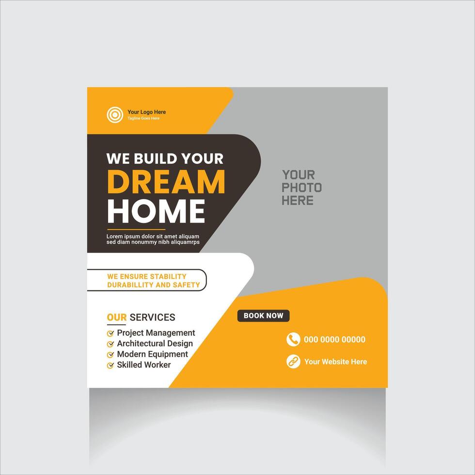 Construction social media post vector