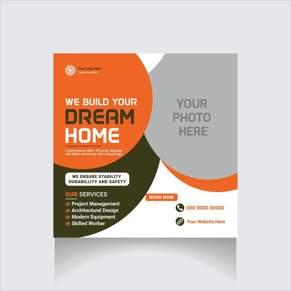 Construction social media post vector