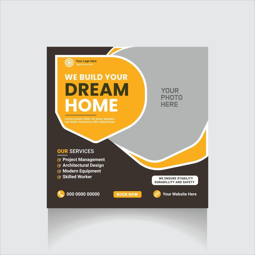 Construction social media post vector