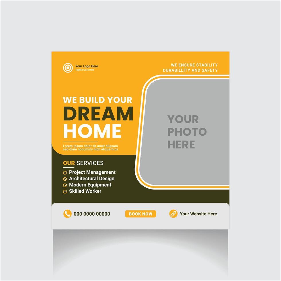 Construction social media post vector