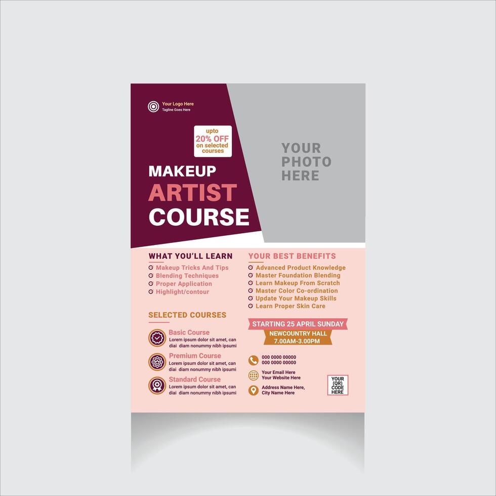 Makeup artist masterclass flyer vector