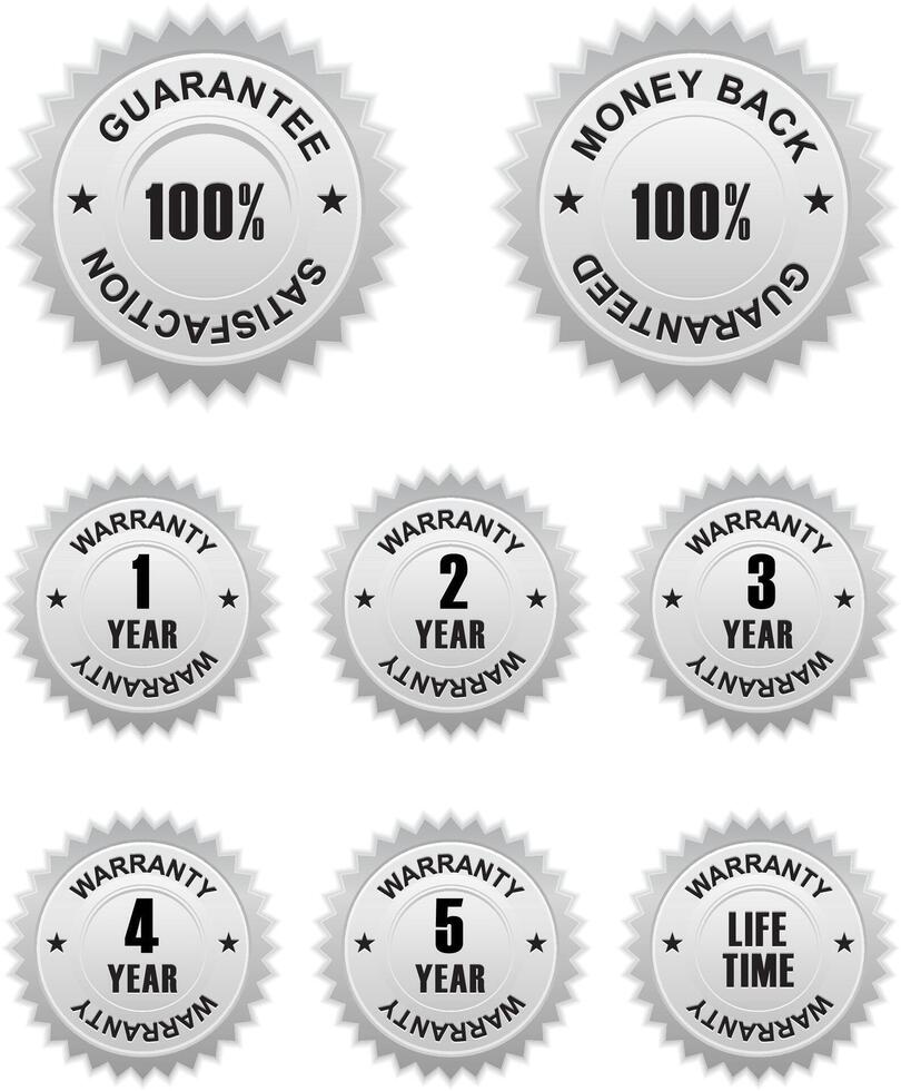 white warranty and guarantee 100 percent badge vector