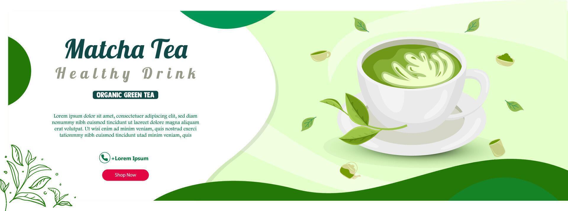 matcha té bandera modelo vector