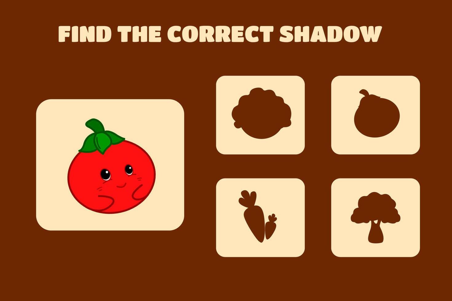 encontrar el correcto sombra para niños educativo juego vegetales vector