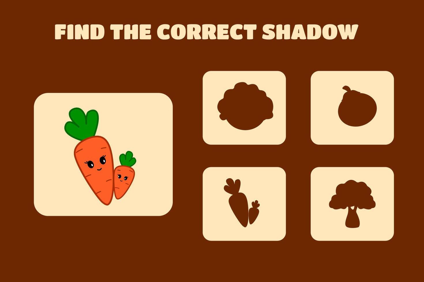 Find the correct shadow Children's educational game vegetables vector