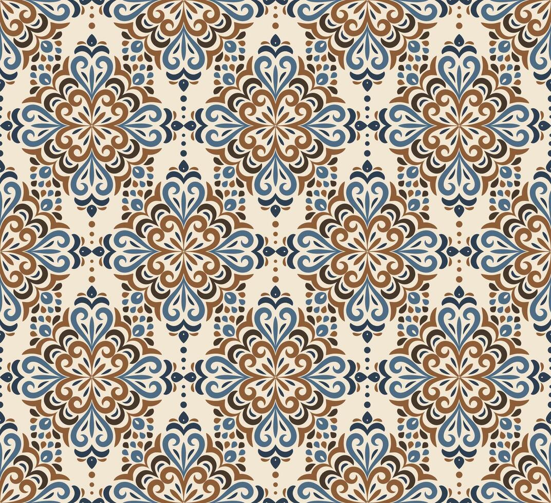 Colorful vintage seamless pattern with mandala elements. Oriental damask background for fabric, wallpaper, tile, wrapping. Islam, Arabic, Indian, ottoman motifs vector