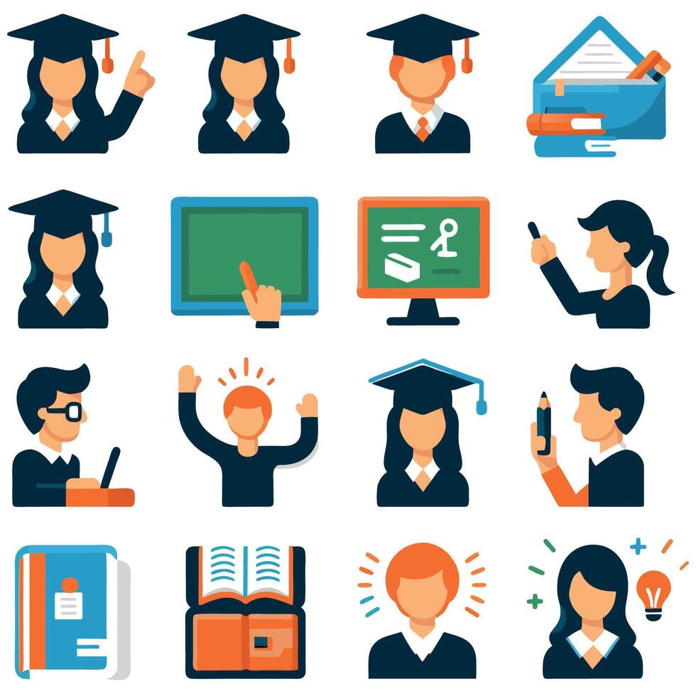 set of icons of education vector
