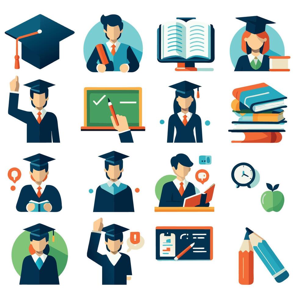 set of icons of education vector