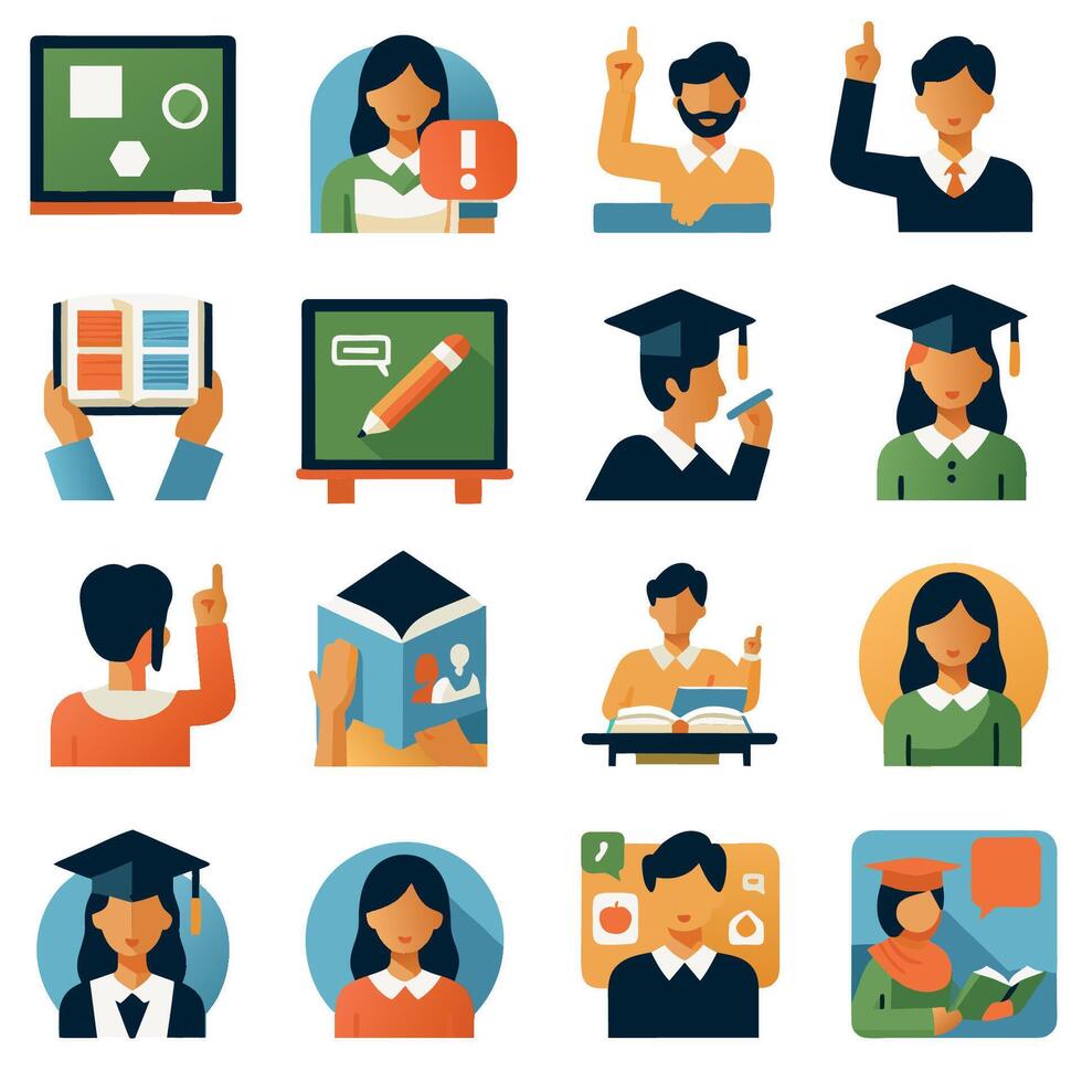 set of icons of education vector