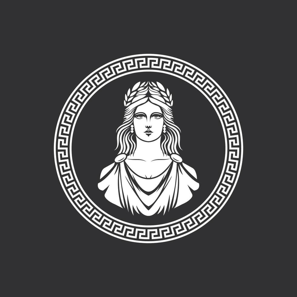 Ancient Greek Goddess of love and beauty Aphrodite logo icon illustration design vector