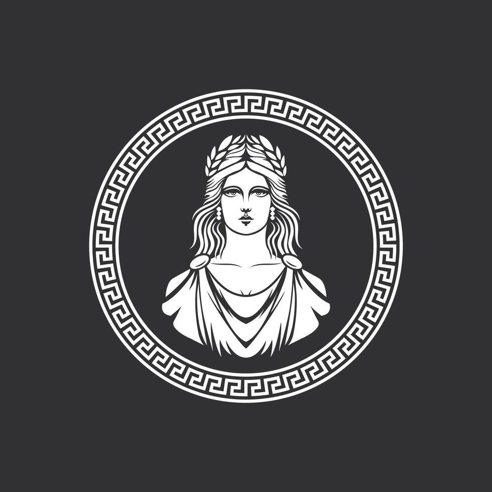 Ancient Greek Goddess of love and beauty Aphrodite logo icon illustration design vector