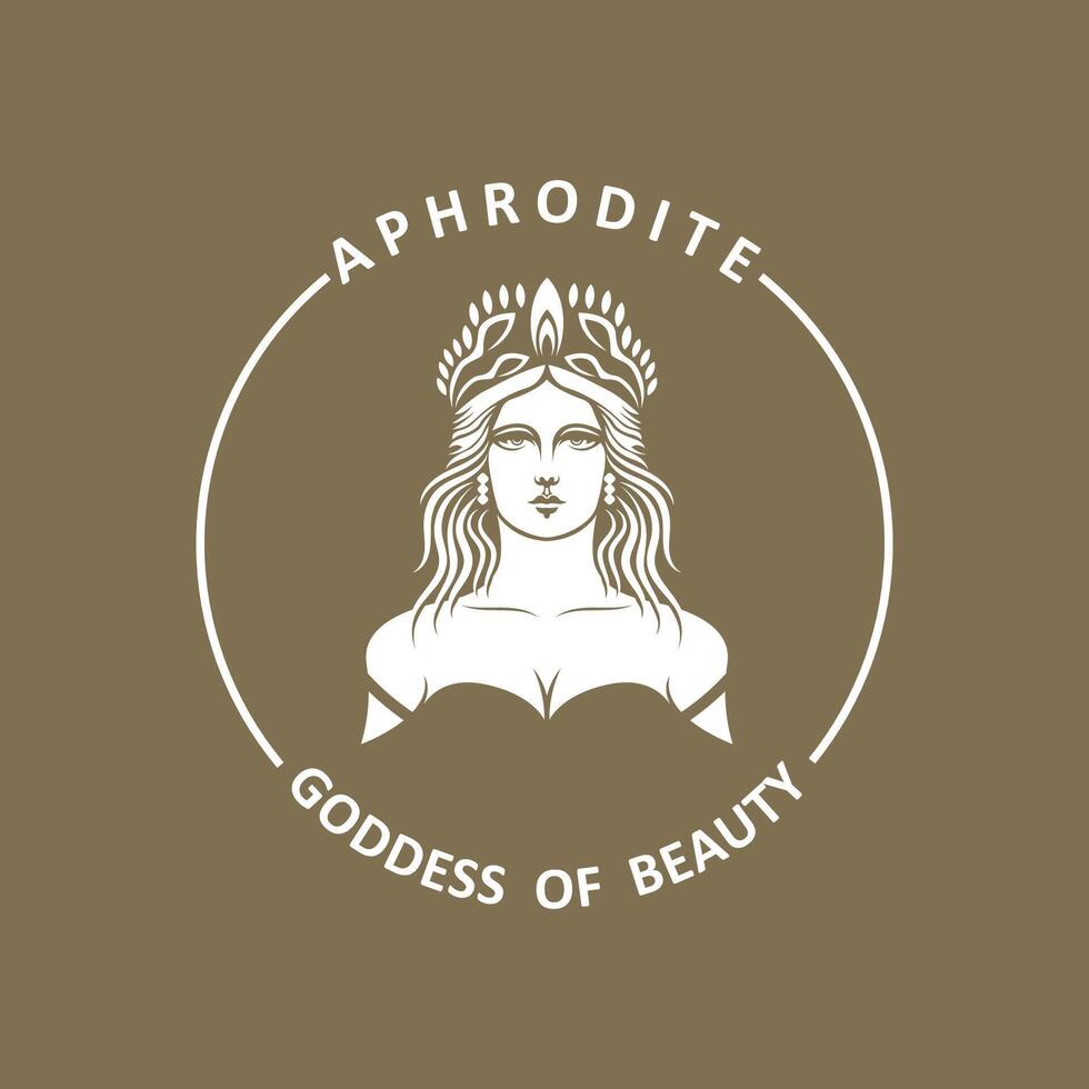 Ancient Greek Goddess of love and beauty Aphrodite logo icon illustration design vector