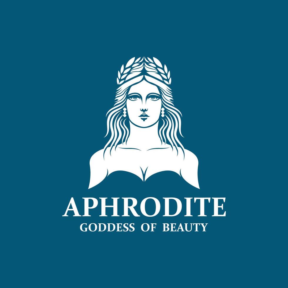 Ancient Greek Goddess of love and beauty Aphrodite logo icon illustration design vector