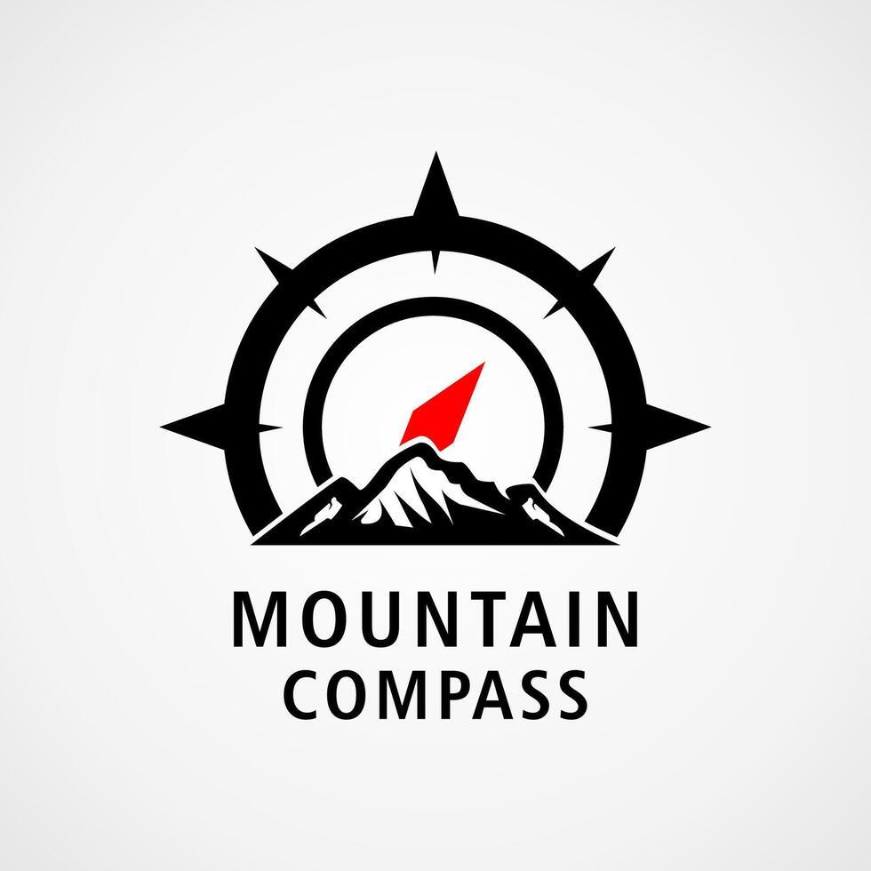 montaña Brújula logo diseño ilustración vector