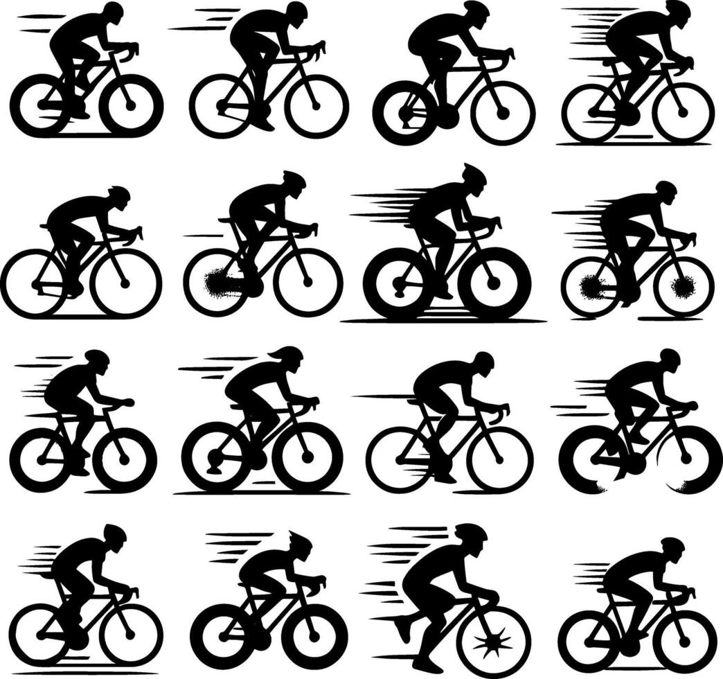 Simple Logo Clipart, Abstract Silhouette Bicyclist Wave Style Illustration of Bike Cycling Bicycle Sports Race Icon vector