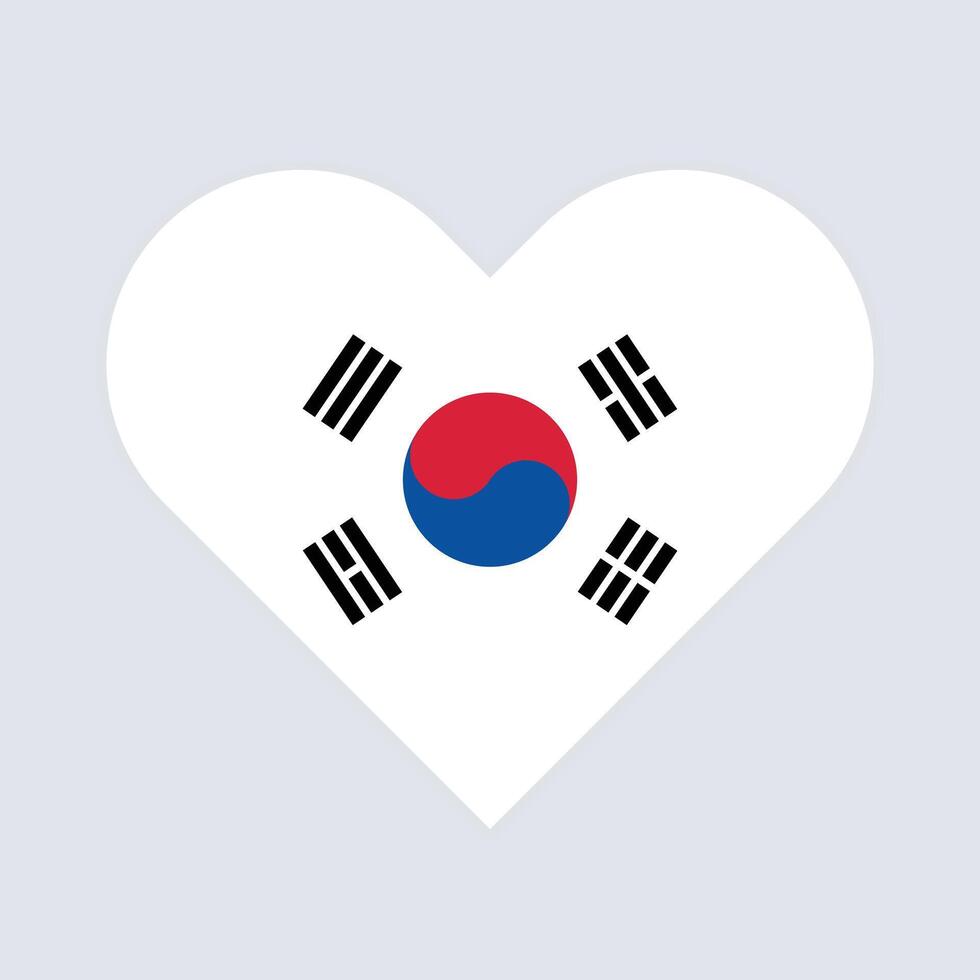 National Flag of South Korea. South Korea Flag. South Korea Heart flag. vector