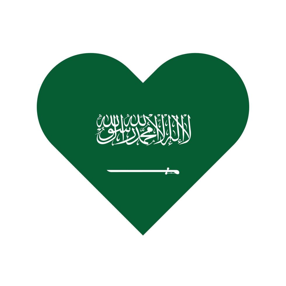 National Flag of Saudi Arabia. Saudi Arabia Flag. Saudi Arabia Heart flag. vector